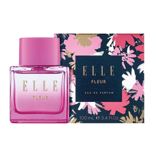 Packshot of Fleur fragrance by ELLE Parfums. A pink, girly bottle embodies a fruity, floral, and gourmand scent—perfect as an everyday eau de parfum for ladies and young women seeking a fresh, feminine fragrance.