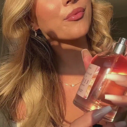 UGC video of Mira by ELLE Parfums 100ml. The main ingredients in Mira Eau De Parfum are Vanilla & Praline. It's vegan, cruelty-free, naturally and ethically sourced. It's perfect for day and night.
